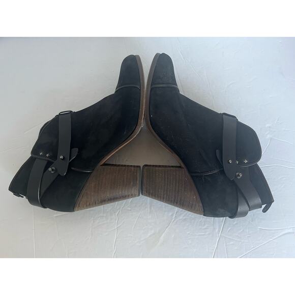 Rag & Bone Black Suede Leather Almond Toe Ankle Bootie Boots Block Heel Sz 11 - Picture 5 of 11